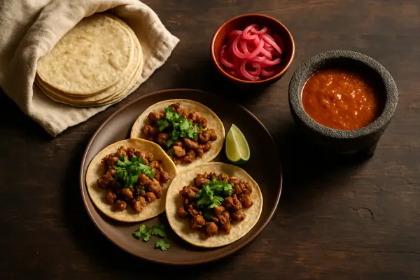 Styled overhead tacos for a menu shoot